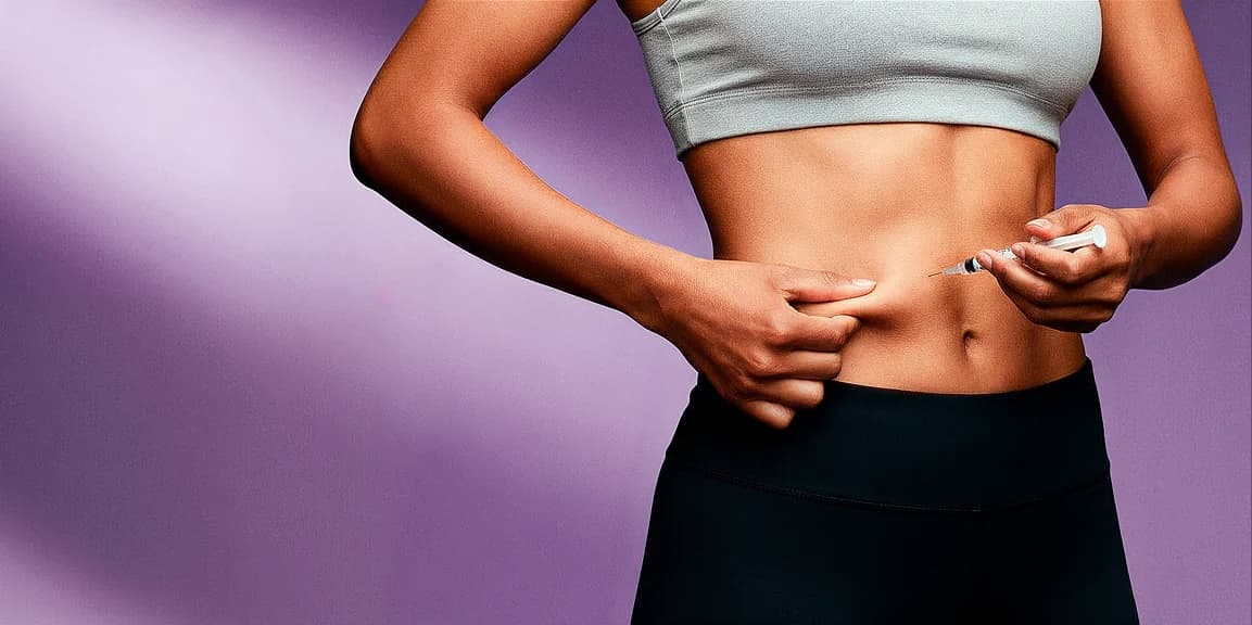Imagem de uma mulher fitness aplicando tirzepatida na barriga